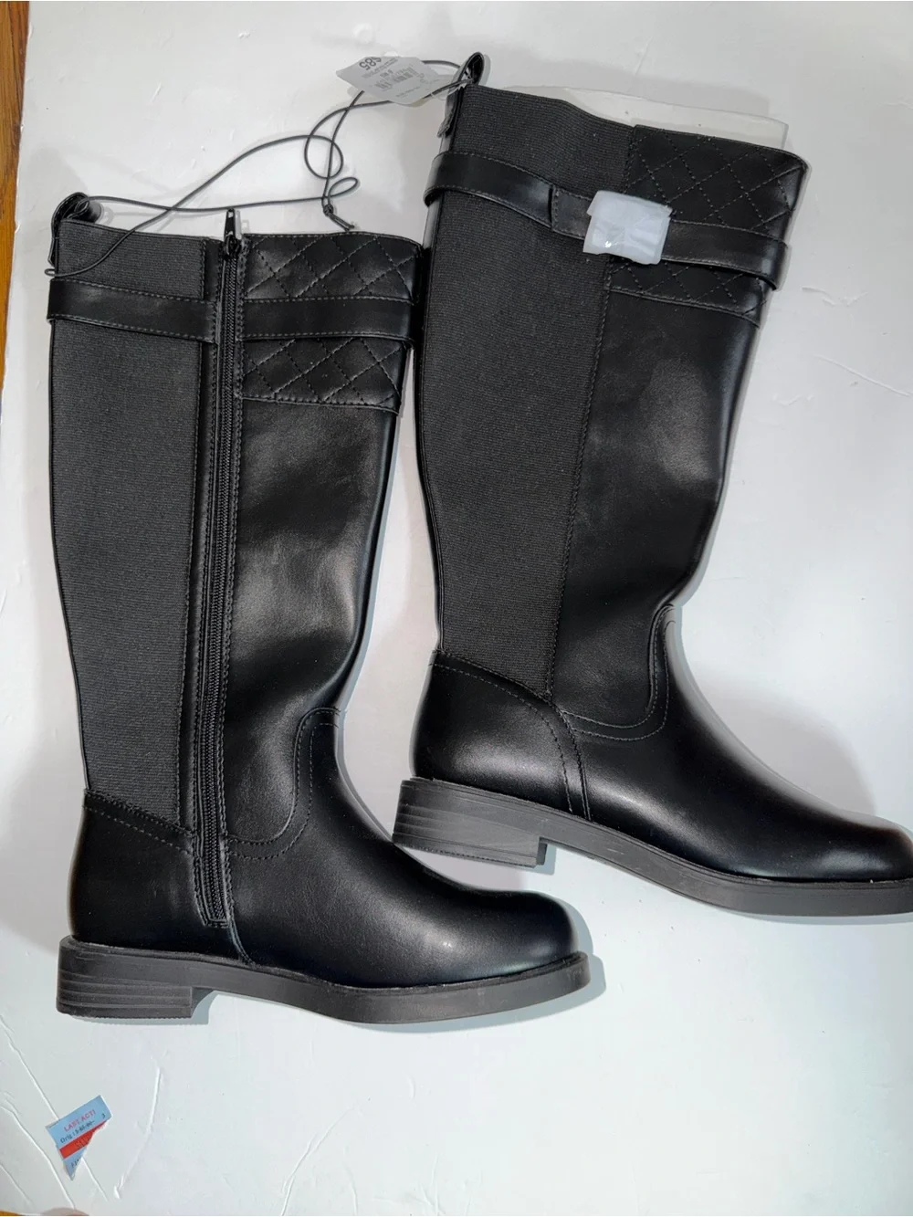 Women's Black Over-the-Knee Boots with Quilted Trim